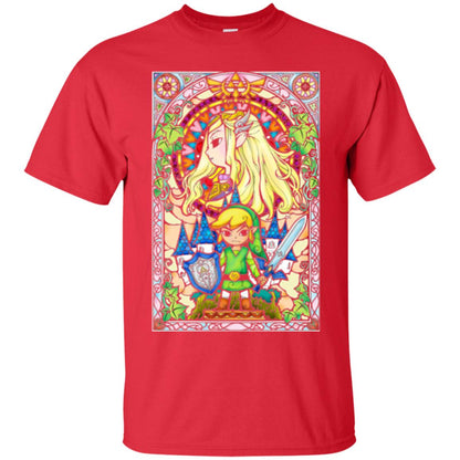 Nintendo Zelda Link T-shirt The Princess Stained Glass Red