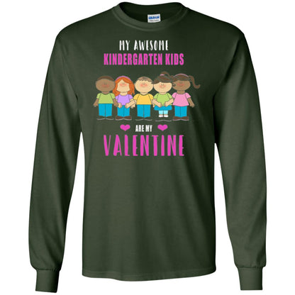Kindergarten Teacher T-shirt My Awesome Kindergarten Kids Forest Green