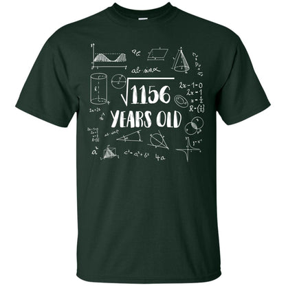 Square Root Of 1156 34th Birthday 34 Years Old Math T-shirt Forest