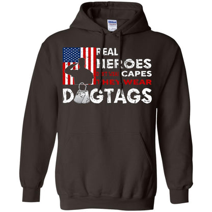 Real Heroes Don_t Wear Capes They Wear Dogtags Military T-shirt Dark Chocolate