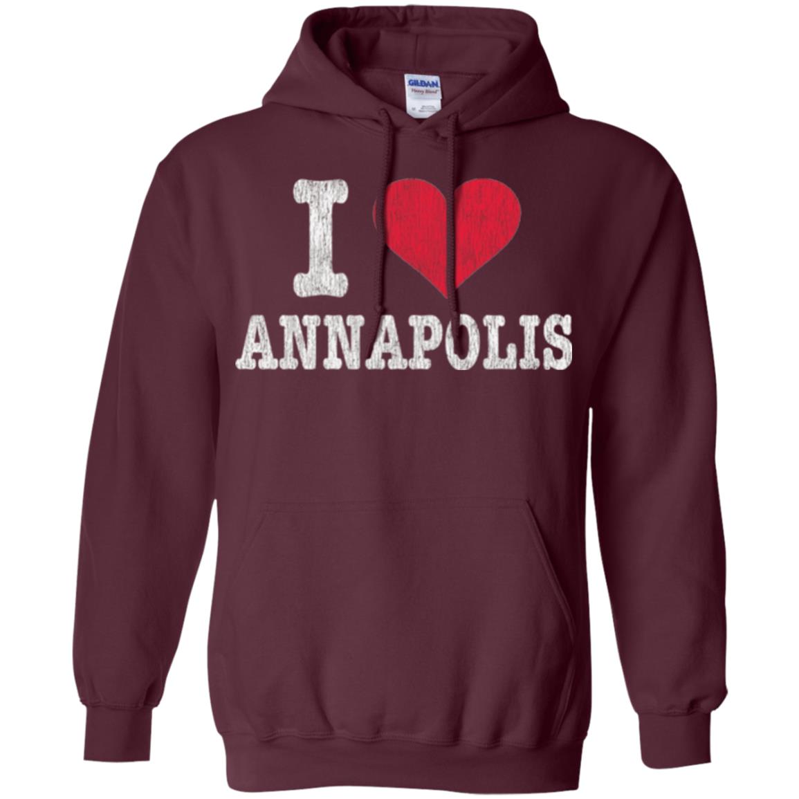 Distressed Retro I Love Annapolis T-shirt Maroon