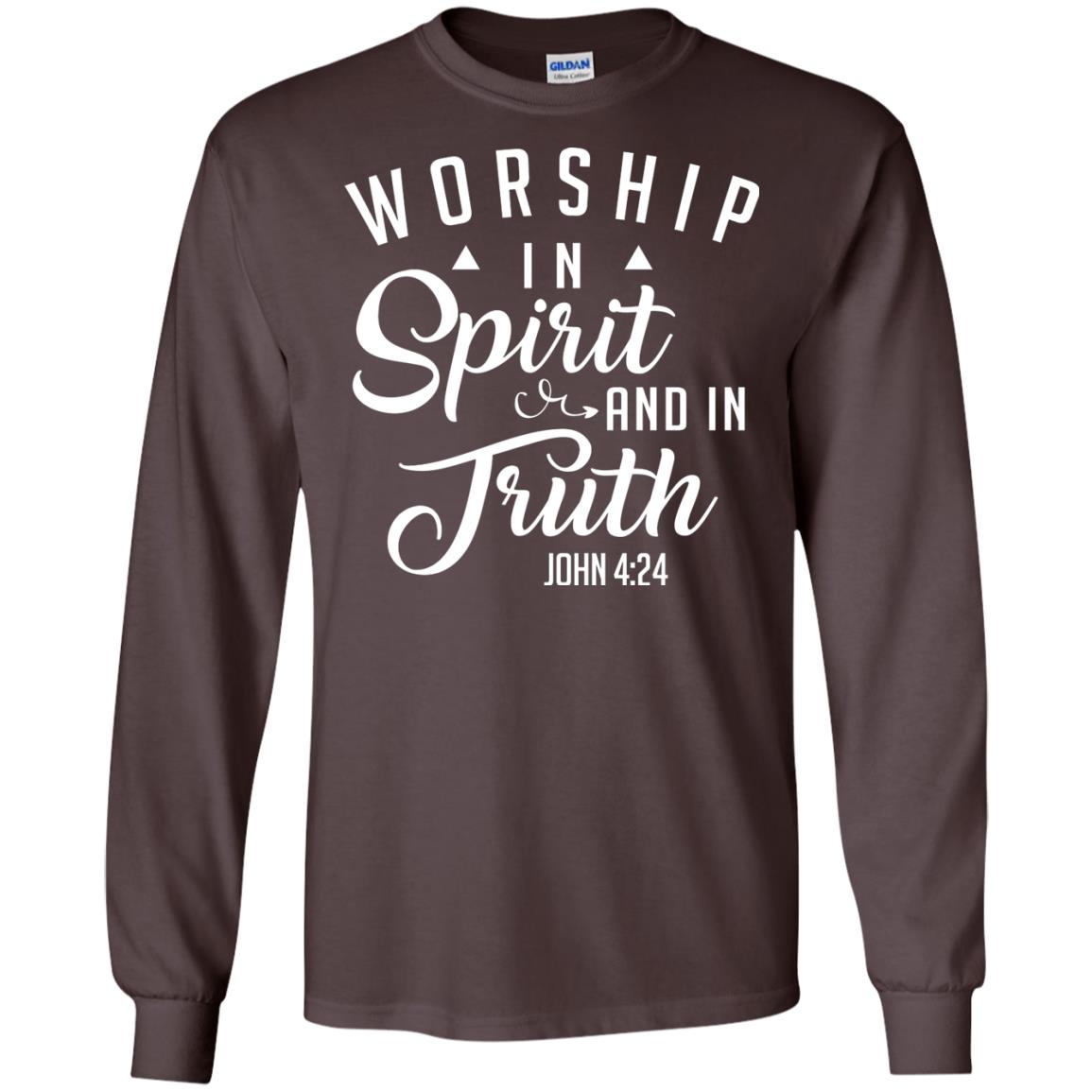 Christian T-shirt Worship In Spirit And In Truth Dark Chocolate