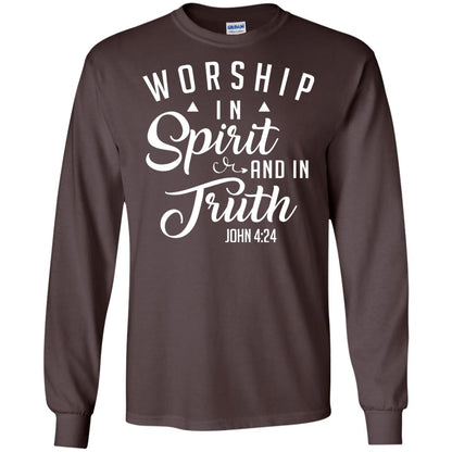 Christian T-shirt Worship In Spirit And In Truth Dark Chocolate