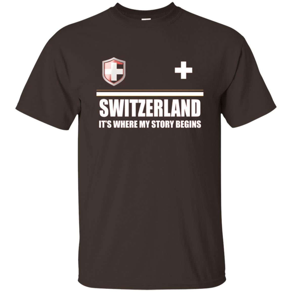 Swiss T-shirt Switzerland Flag T-shirt Dark Chocolate