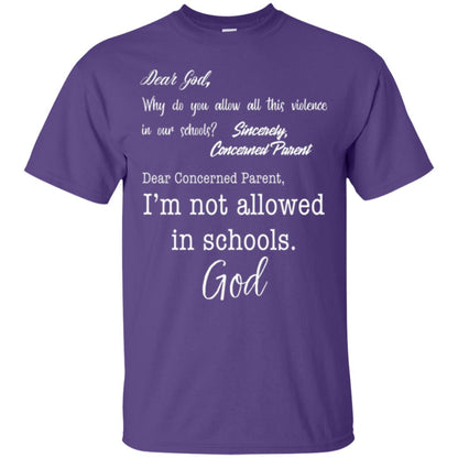 Dear God Why Not Allowed In Schools Christian T-shirt Purple