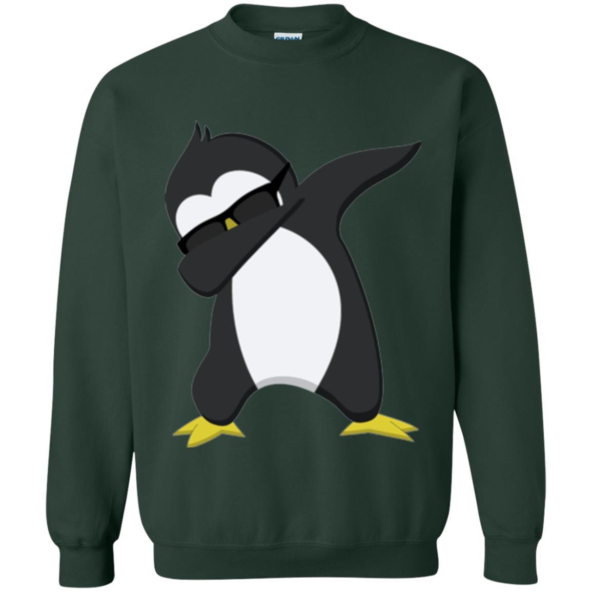 Chirstmas T-shirt Dabbing Penguin Forest Green