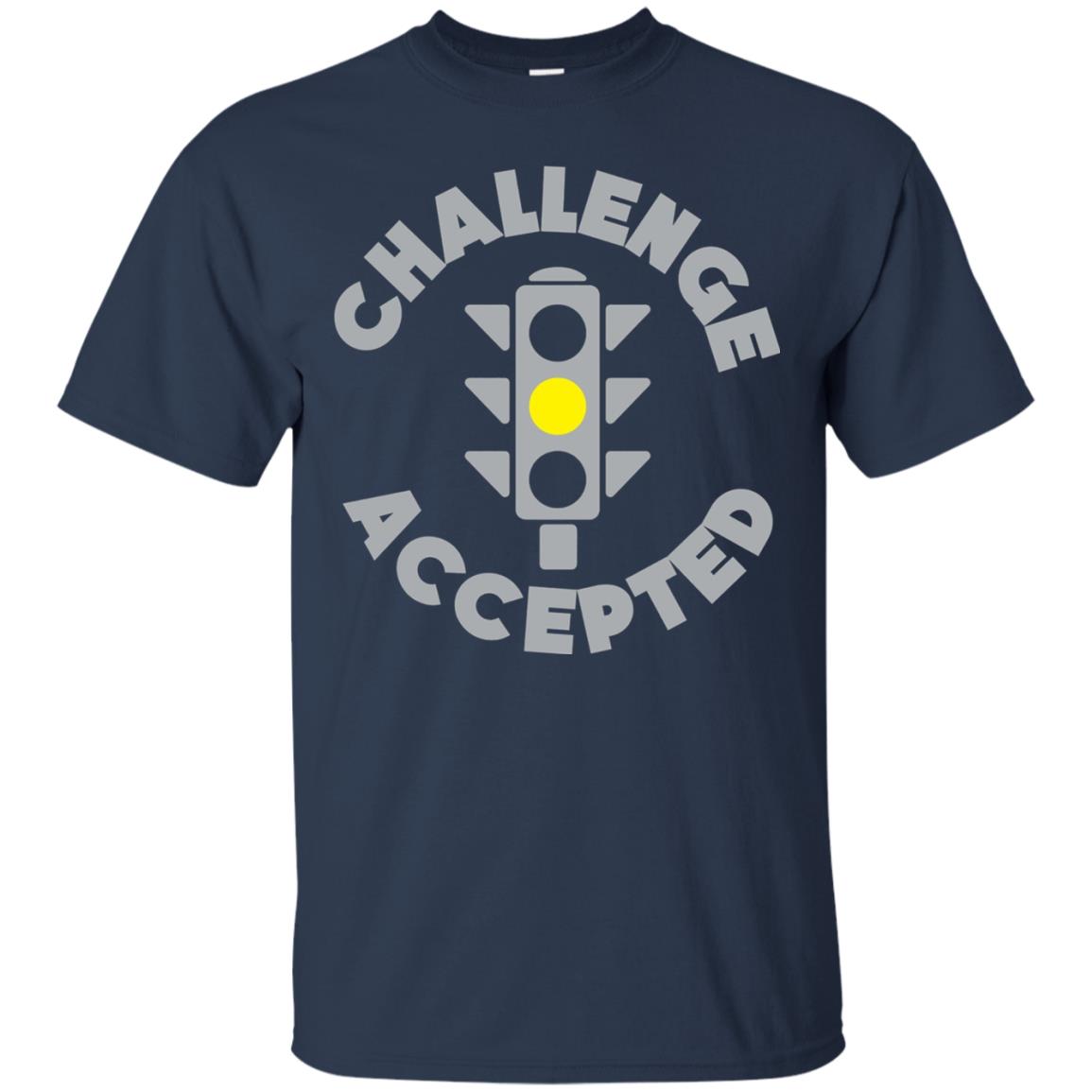 Funny Racing T-shirt Challenge Accepted Yellow Light Car Navy