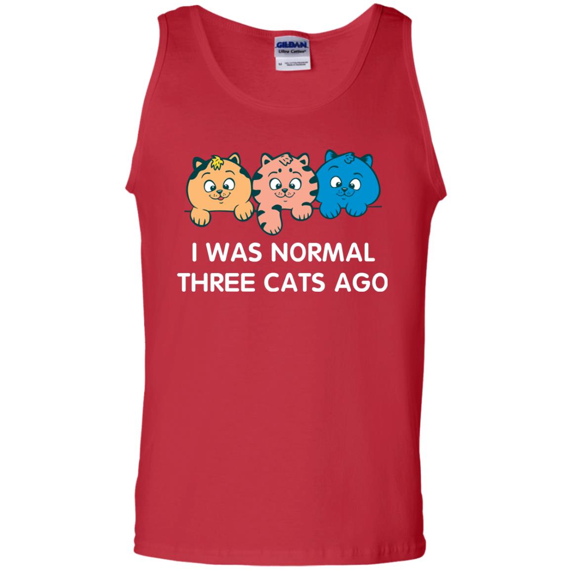 Cat Lover T-shirt I Was Normal Three Cats Ago Red
