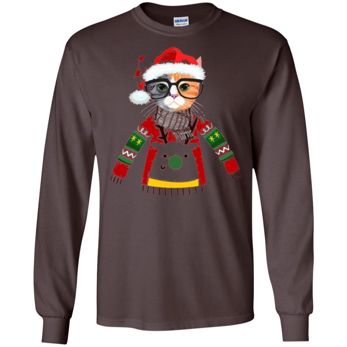 Christmas T-shirt Cat Lover Meowy Christmas T-shirt Dark Chocolate
