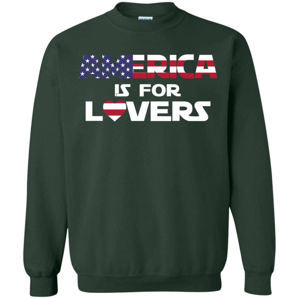 America Is For Lovers Flag Of United States Shirt Forest Green