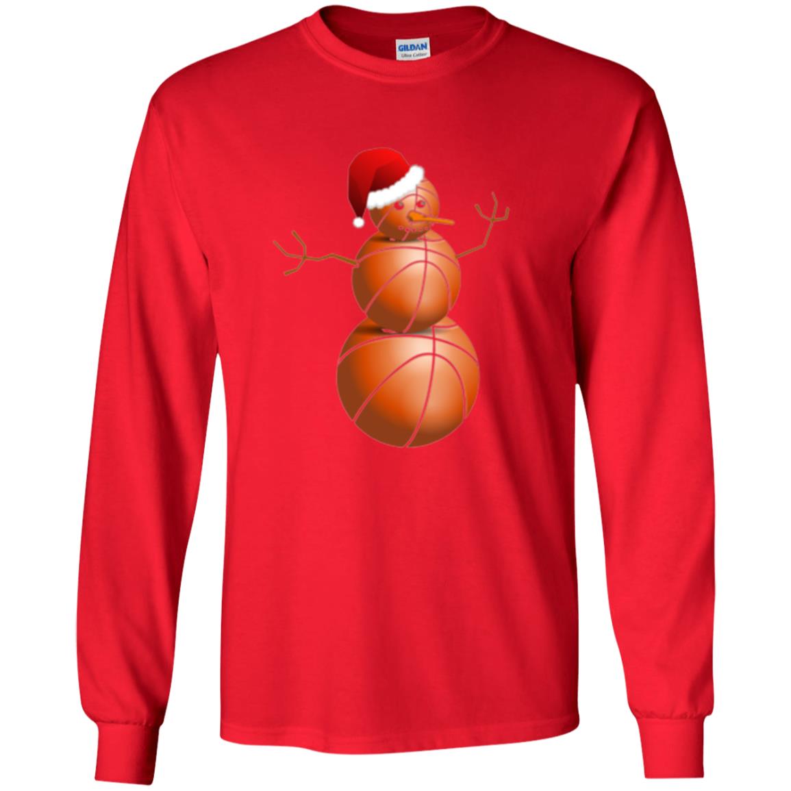 Christmas T-shirt Basketball Snowman Red