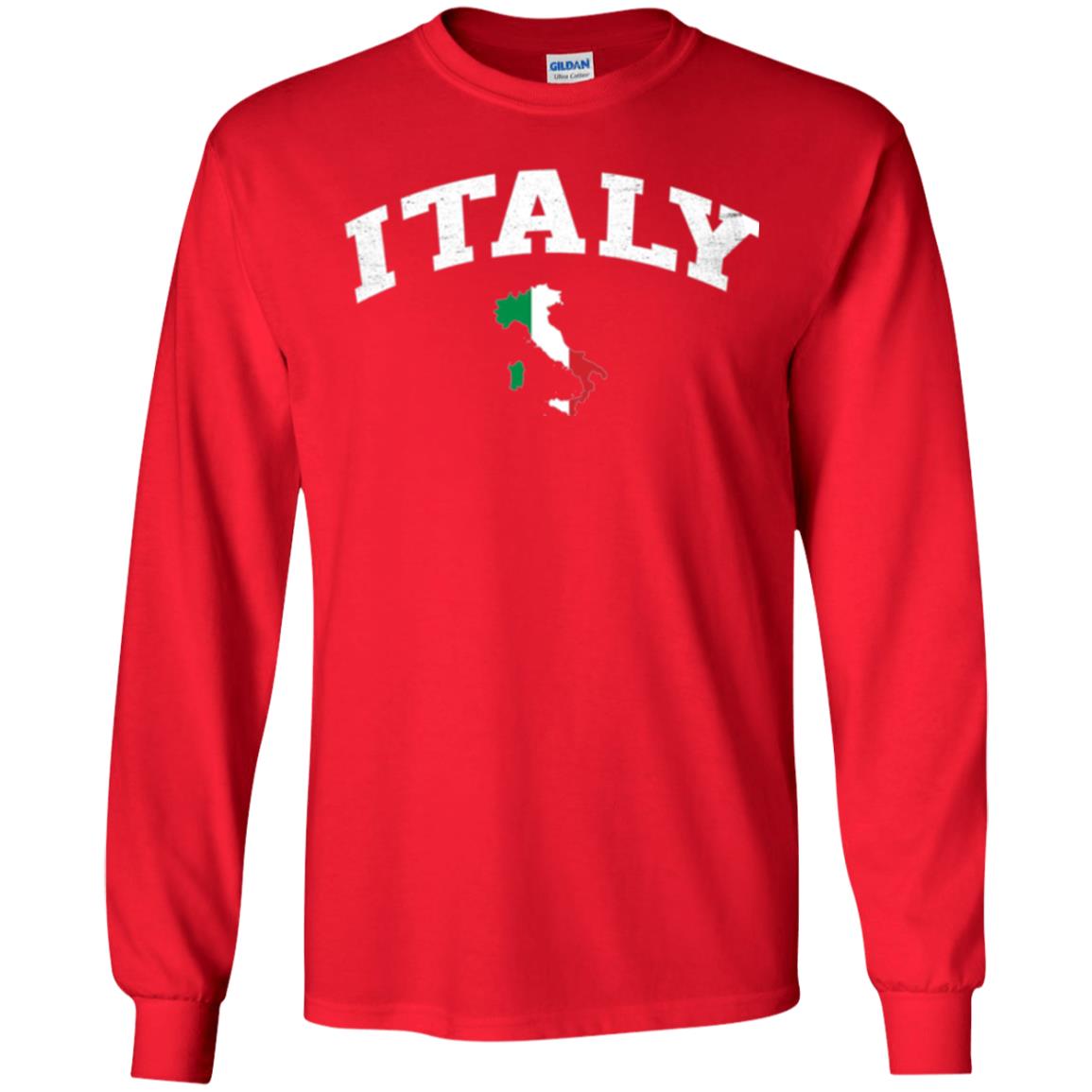 Italy T-shirt Flag Map Red