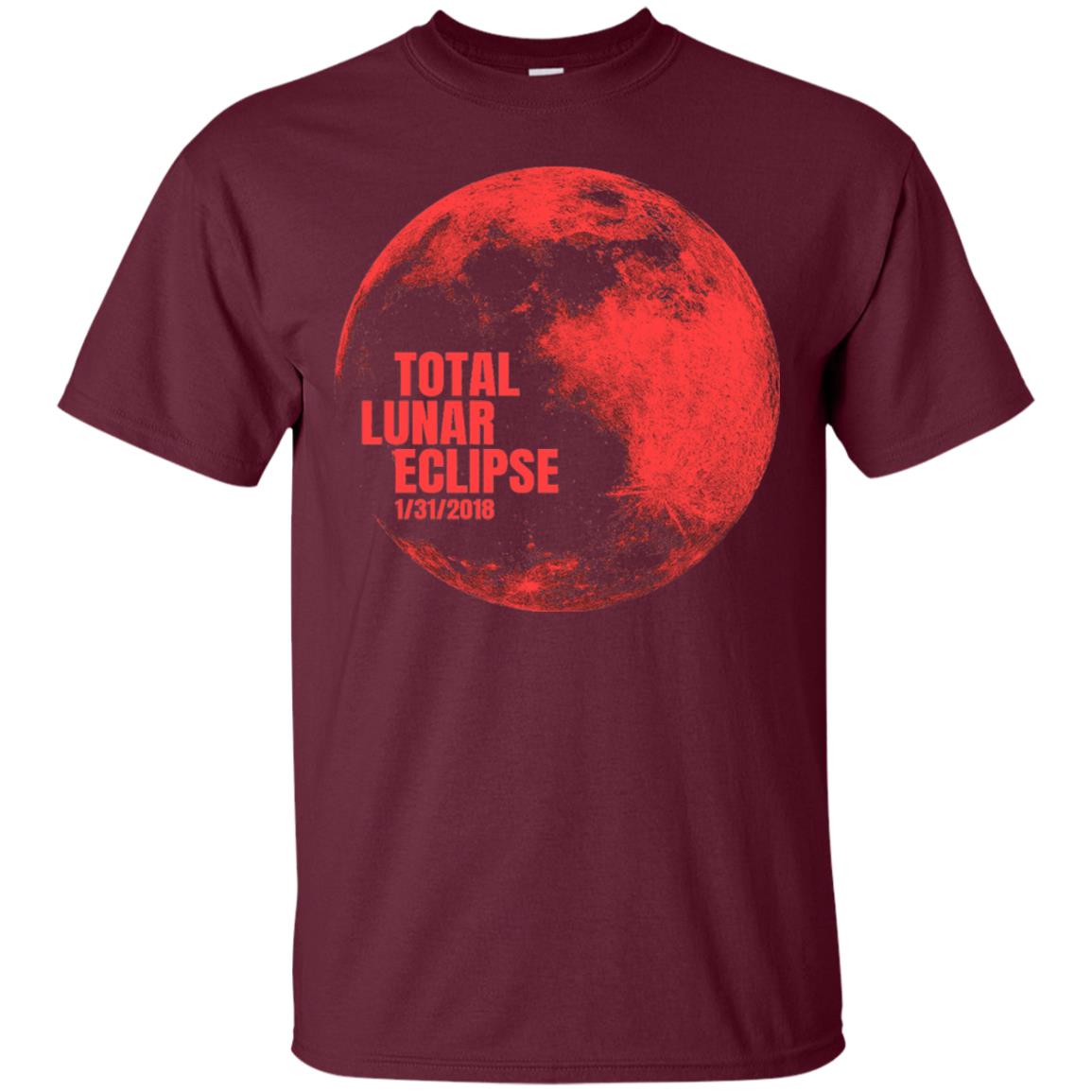 Total Lunar Eclipse 2018 Blood Full Red Moon T-shirt Maroon