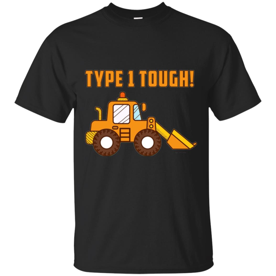 Type 1 Tough Bulldozer Diabetic Diabetes T-shirt Black