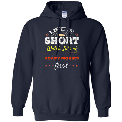 Horror Movie T-shirt Life Is Short Watch Scary Movies First Navy