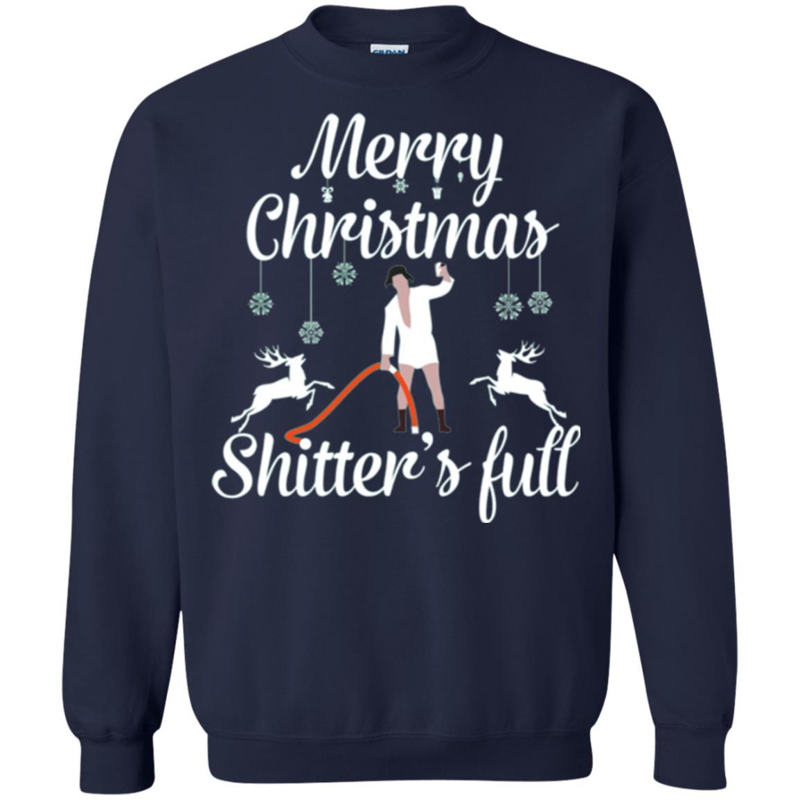 Christmas T-shirt Reindeer Merry Christmas Shitter's Full Navy