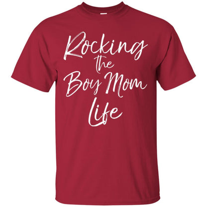 Mommy T-shirt Rocking The Boy Mom Life Cardinal