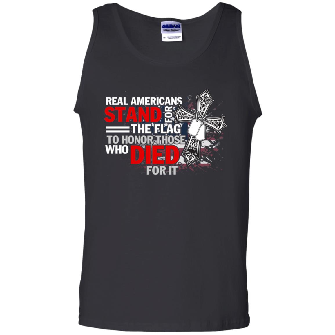 Real Americans Stand For The Flag To Honor Those Who Died For It Veteran Shirt Black