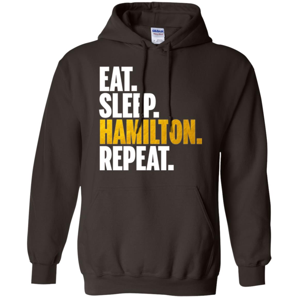 Hamilton T-shirt Eat Sleep Hamilton Repeat Dark Chocolate