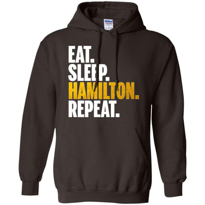 Hamilton T-shirt Eat Sleep Hamilton Repeat Dark Chocolate