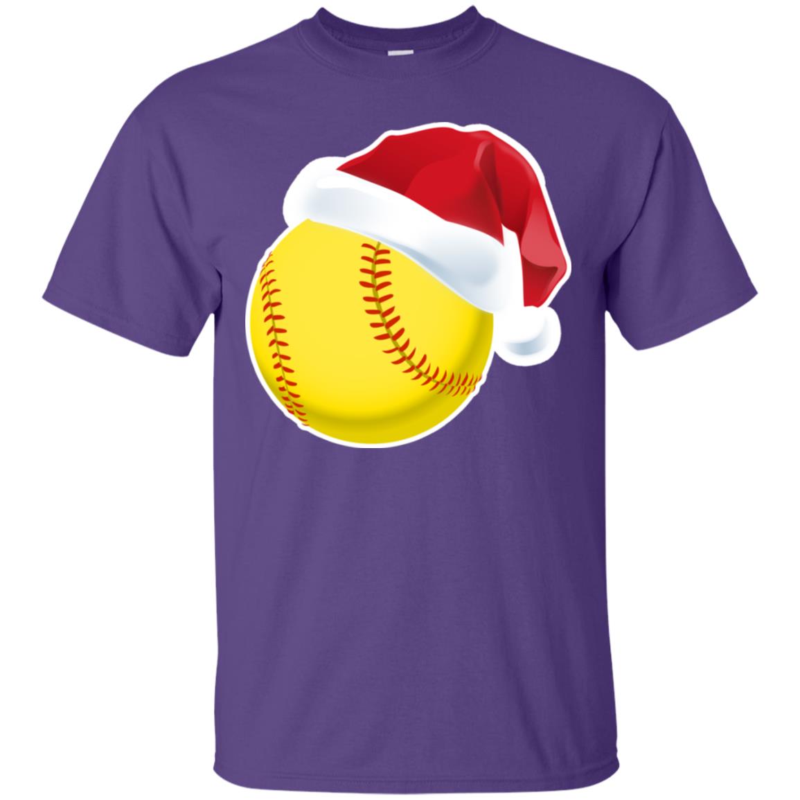 Softball With Santa Claus Hat X-mas Shirt For Softball Lovers Purple