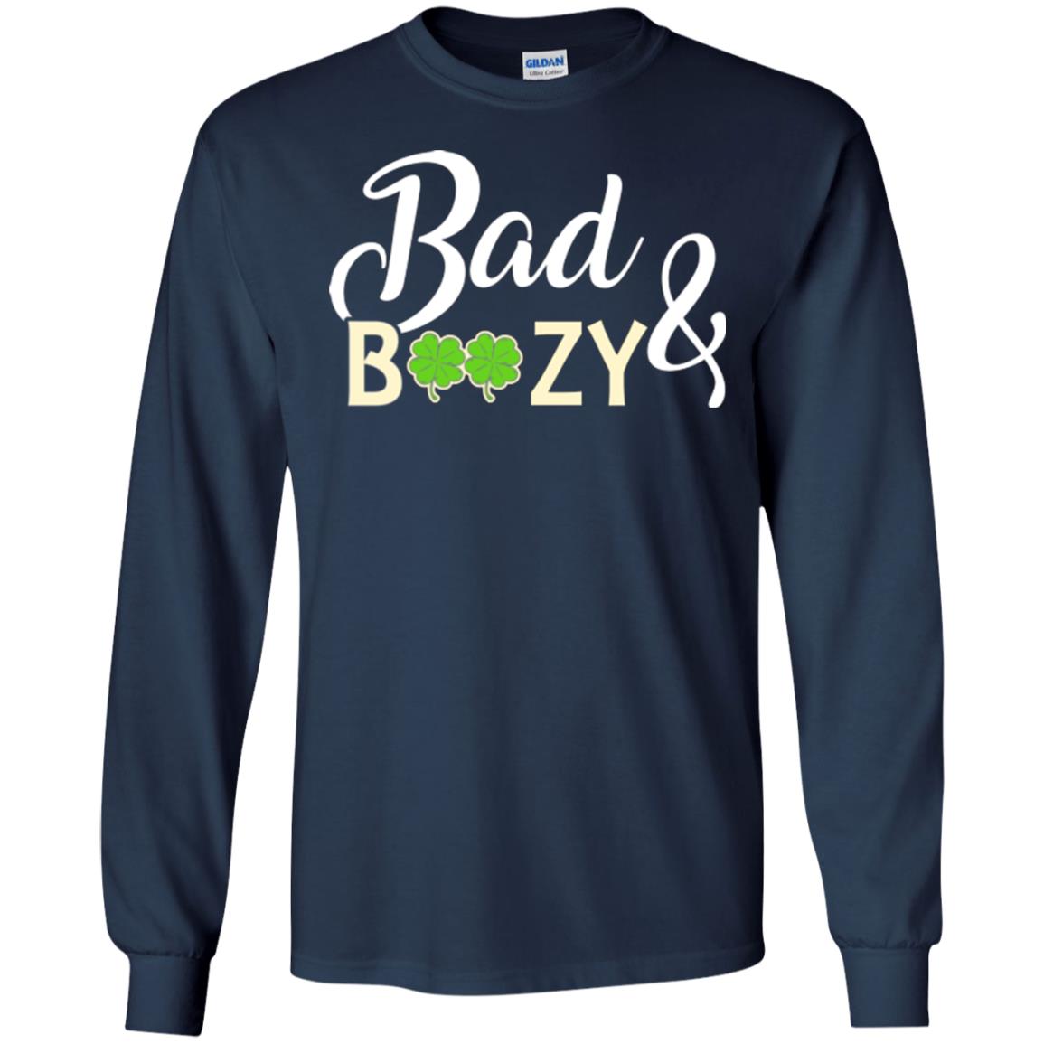 Saint Patrick's Day T-shirt Bad And Boozy Shamrock Navy
