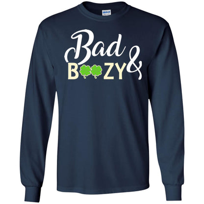 Saint Patrick's Day T-shirt Bad And Boozy Shamrock Navy