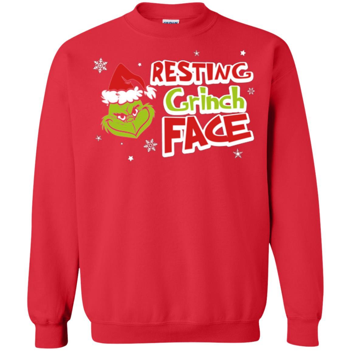 Christmas T-shirt Resting Grinch Face Red