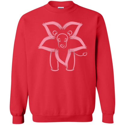 Cartoon T-shirt Flower Lion Outline Graphic Red