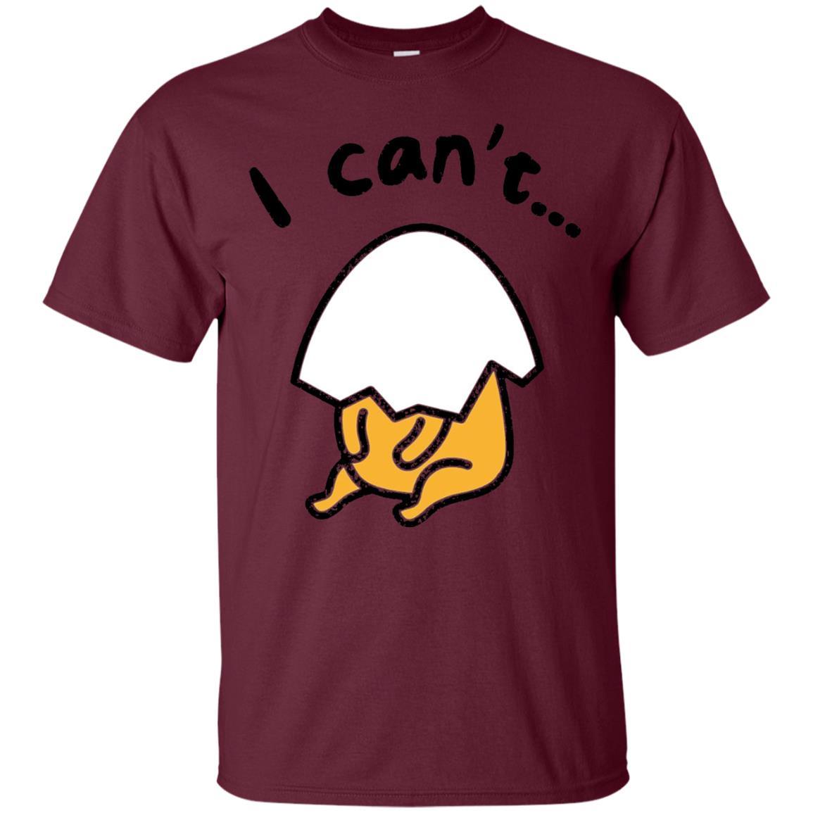 Film T-shirt Gudetama Lazy Egg I Can't Maroon