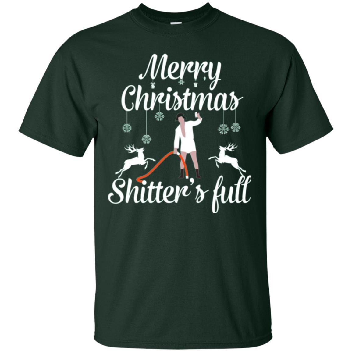 Christmas T-shirt Reindeer Merry Christmas Shitter's Full Forest Green