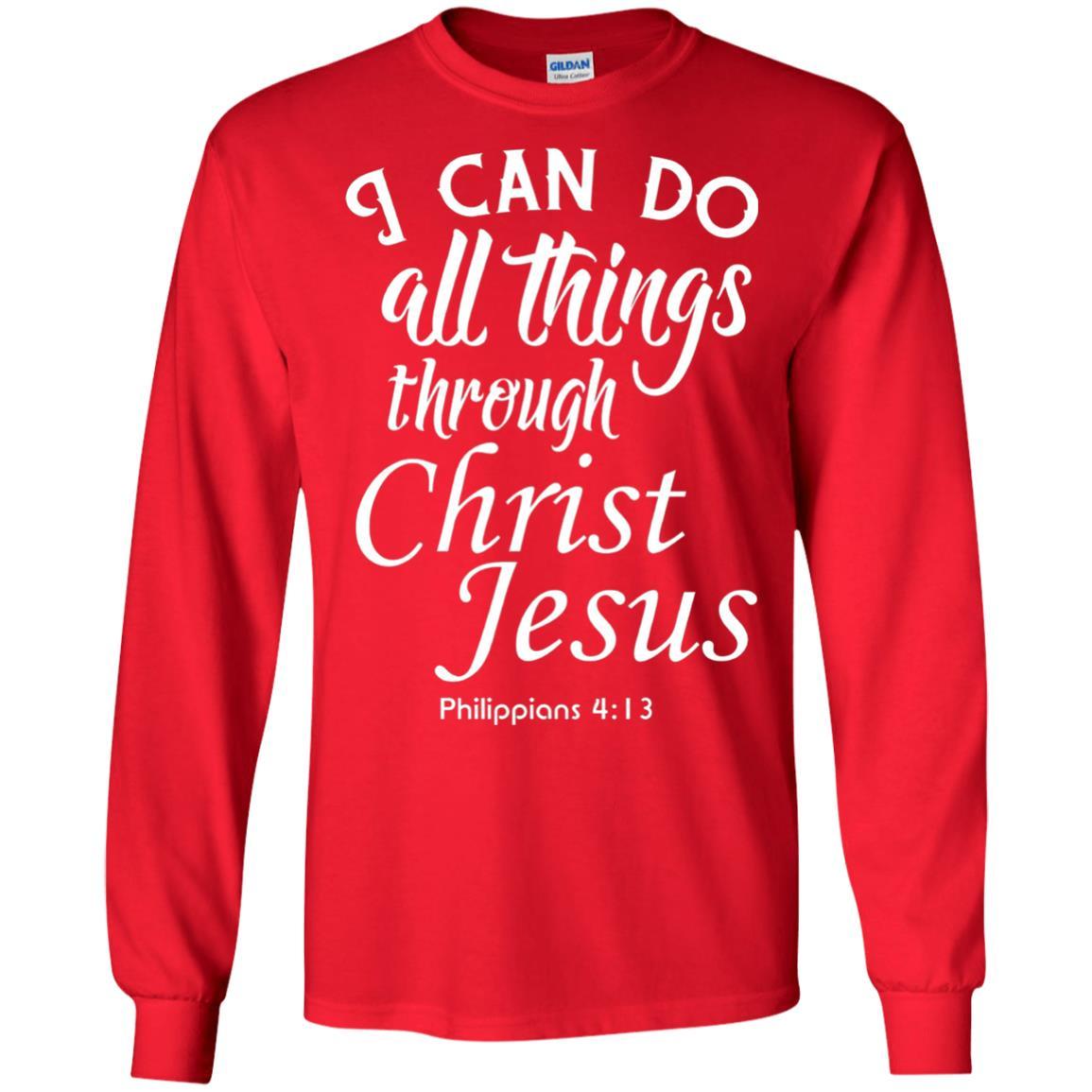 Christian T-shirt I Can Do All Things Through Christ Jesus Red