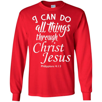 Christian T-shirt I Can Do All Things Through Christ Jesus Red