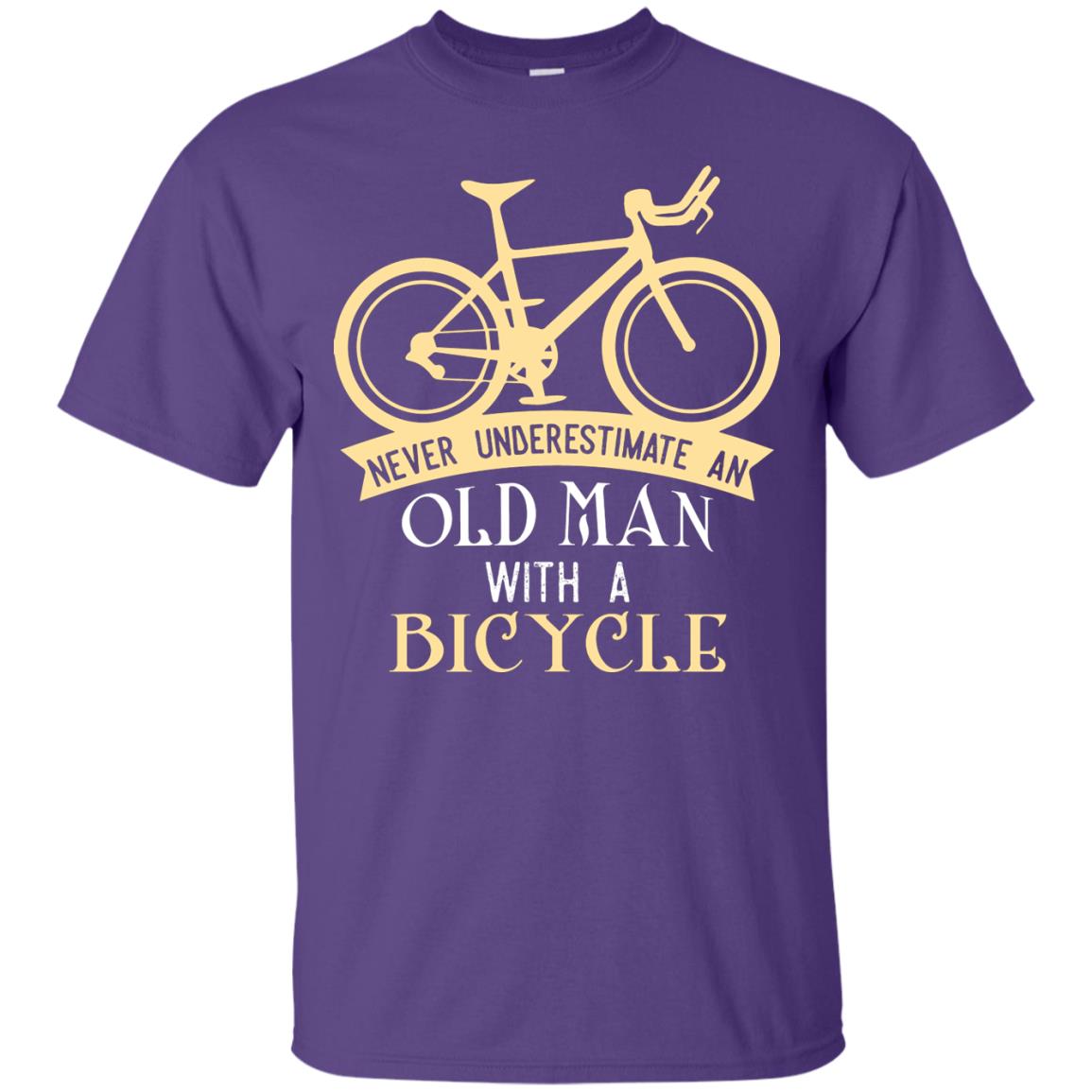 Never Underestimate An Old Man With A Bicycle Cyclist T-shirt Purple