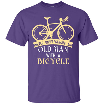Never Underestimate An Old Man With A Bicycle Cyclist T-shirt Purple