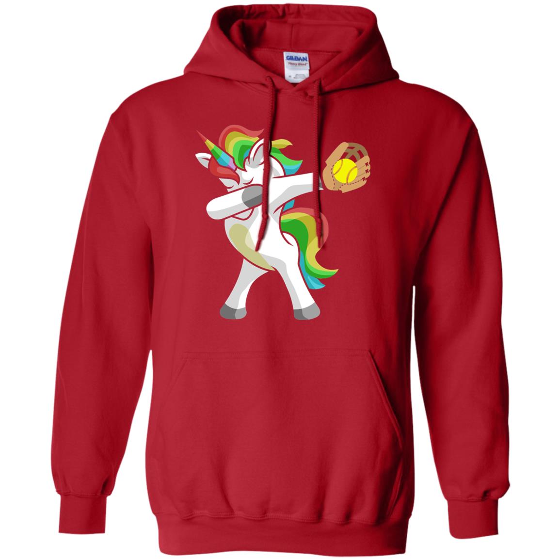 Dabbing Unicorn Softball T-shirt Funny Dabbing Red