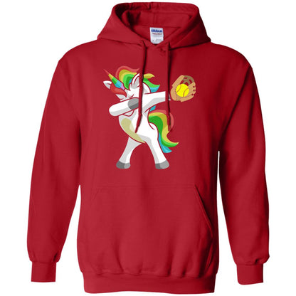 Dabbing Unicorn Softball T-shirt Funny Dabbing Red