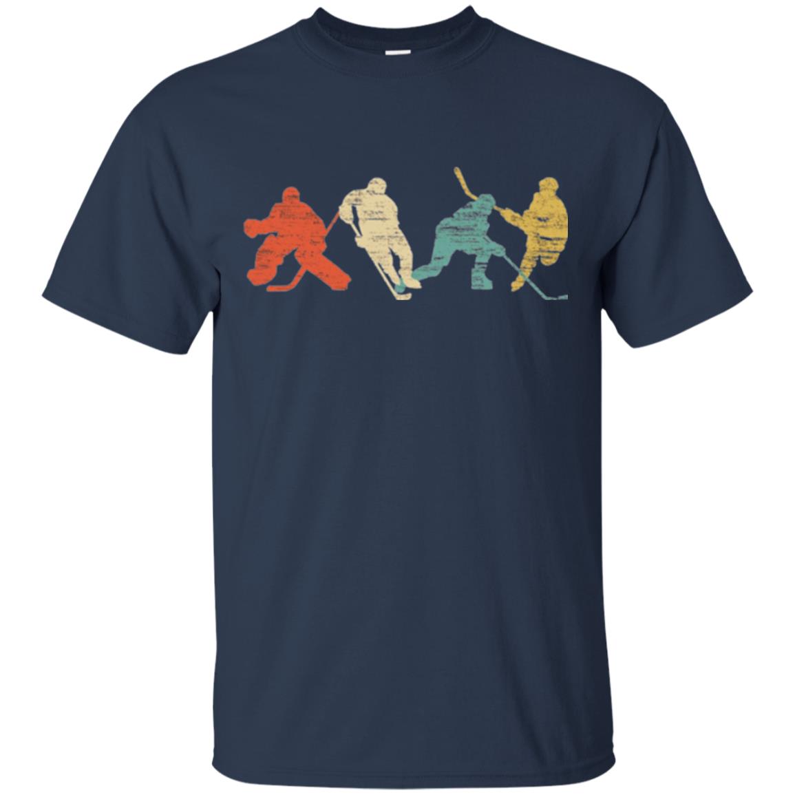 Classic Vintage Style Ice Hockey T-shirt Navy