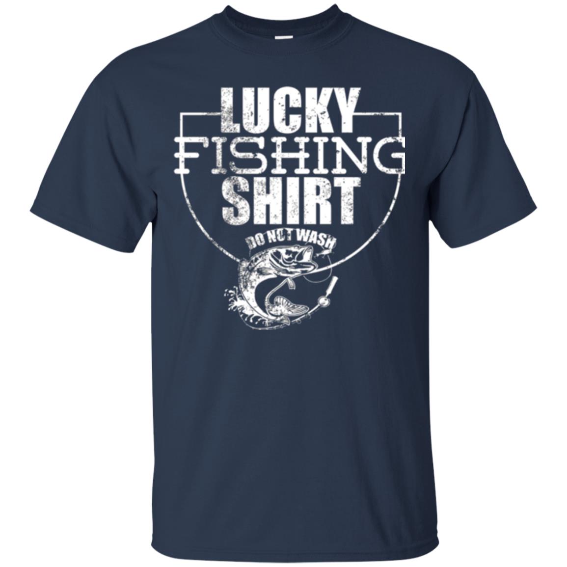 Fisherman T-shirt Lucky Fishing Shirt Do Not Wash Navy