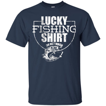 Fisherman T-shirt Lucky Fishing Shirt Do Not Wash Navy