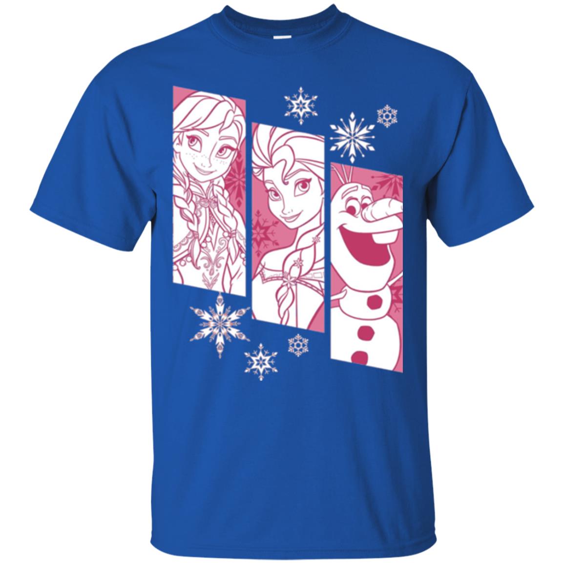 Frozen Anna Elsa Olaf Snowflake Panel Graphic T-shirt Royal
