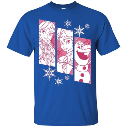 Frozen Anna Elsa Olaf Snowflake Panel Graphic T-shirt Royal