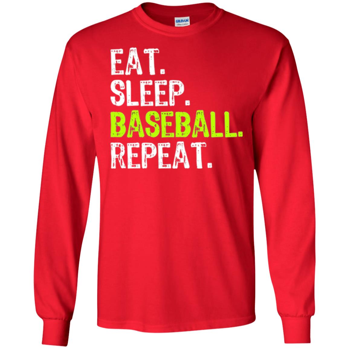 Baseball T-shirt Eat Sleep Baseball Repeat Red