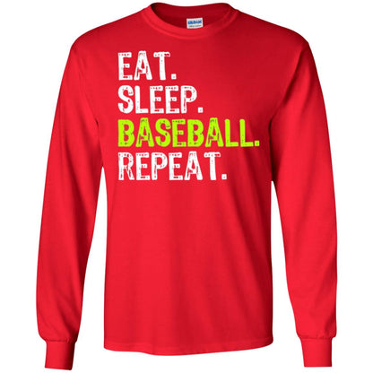 Baseball T-shirt Eat Sleep Baseball Repeat Red