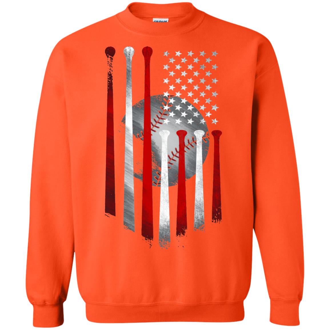 American Flag Baseball Flag Baseball Lover T-shirt Orange