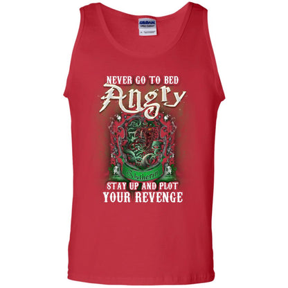 Never Go To Bed Angry Stay Up And Plot Your Revenge Slytherin House Harry Potter Shirt Red
