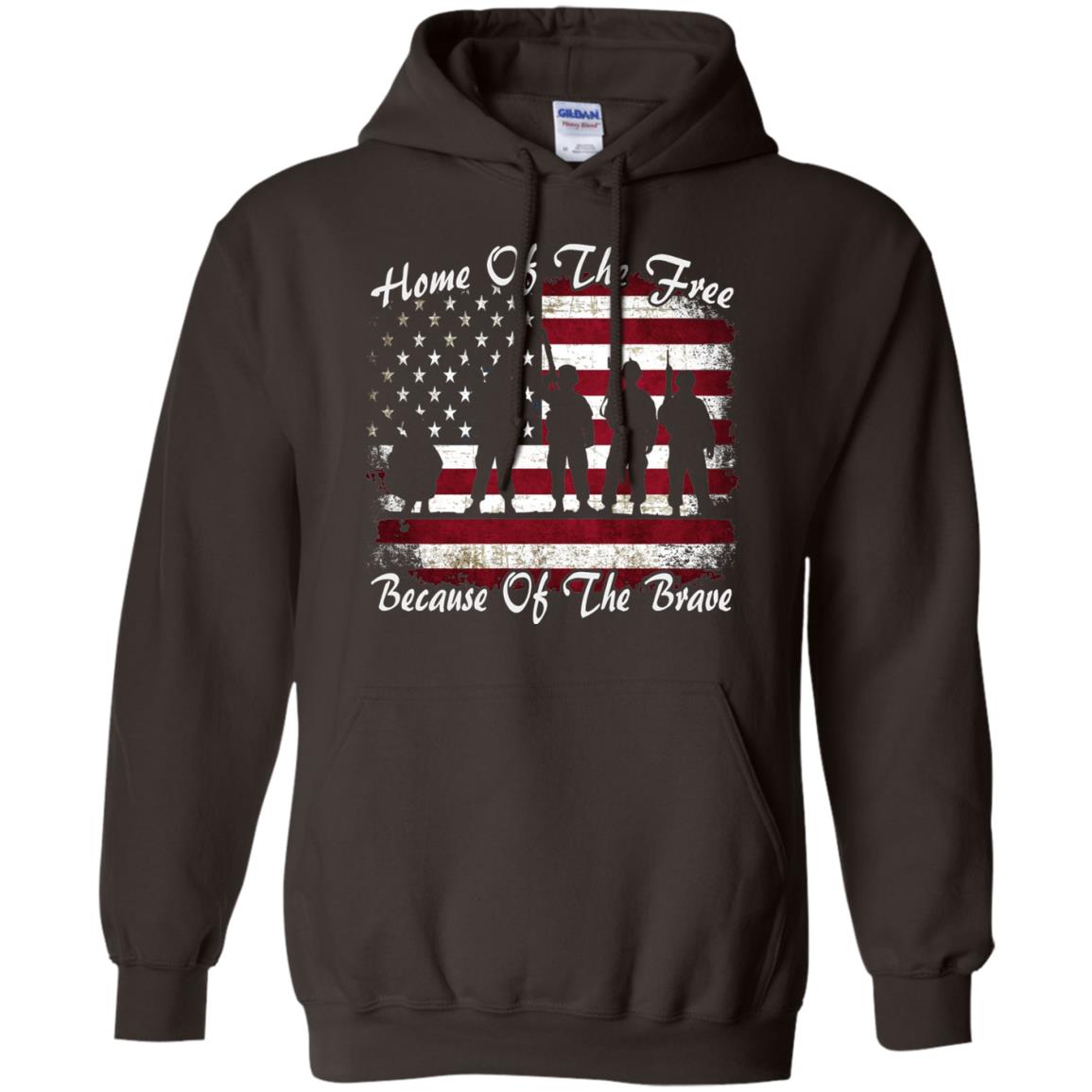 Home Of The Free Because Of The Brave Flag Military Shirt Dark Chocolate