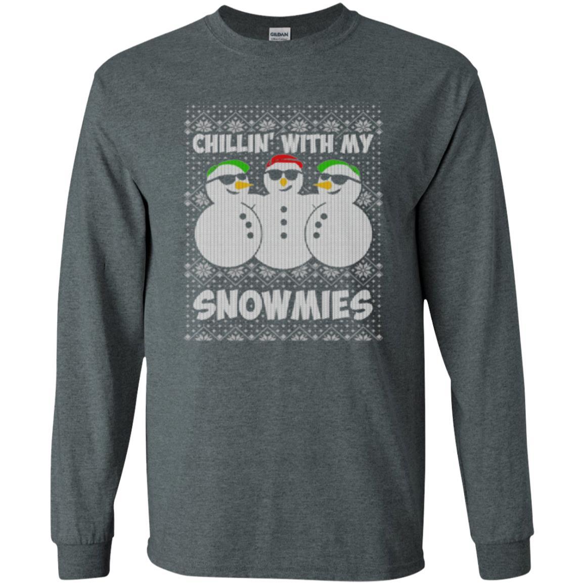 Christmas T-shirt Chillin With My Snowmies Dark Heather