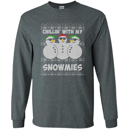 Christmas T-shirt Chillin With My Snowmies Dark Heather