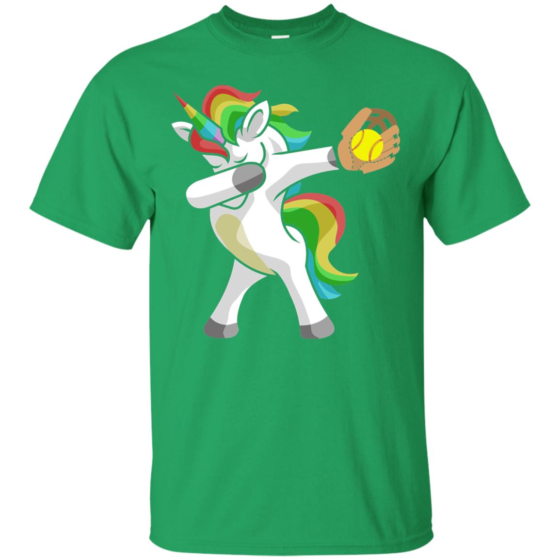 Dabbing Unicorn Softball T-shirt Funny Dabbing Irish Green